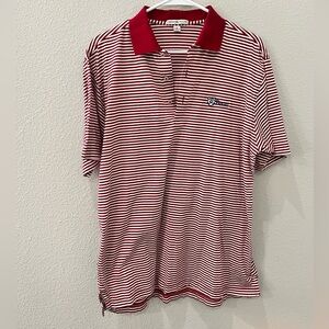 Peter Millar Red and White Striped Polo Shirt